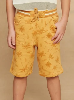 Bermuda Shorts-Sergent Major Orange palm-tree print fleece bermuda shorts