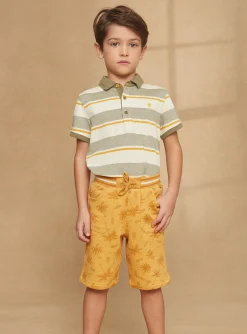 Bermuda Shorts-Sergent Major Orange palm-tree print fleece bermuda shorts