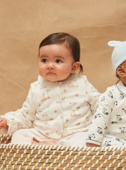 Suits And Ensembles-Sergent Major Pale pink romper and ecru velvet cardigan in organic cotton and recycled polyester