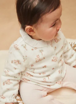 Suits And Ensembles-Sergent Major Pale pink romper and ecru velvet cardigan in organic cotton and recycled polyester