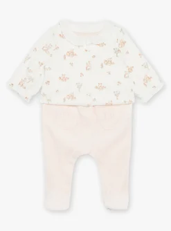 Suits And Ensembles-Sergent Major Pale pink romper and ecru velvet cardigan in organic cotton and recycled polyester