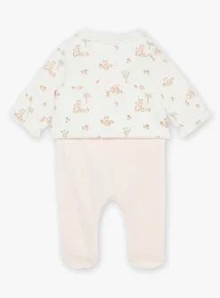 Suits And Ensembles-Sergent Major Pale pink romper and ecru velvet cardigan in organic cotton and recycled polyester