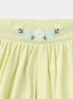 Skirt, Shorts-Sergent Major Pale Yellow Embroidered Shorts