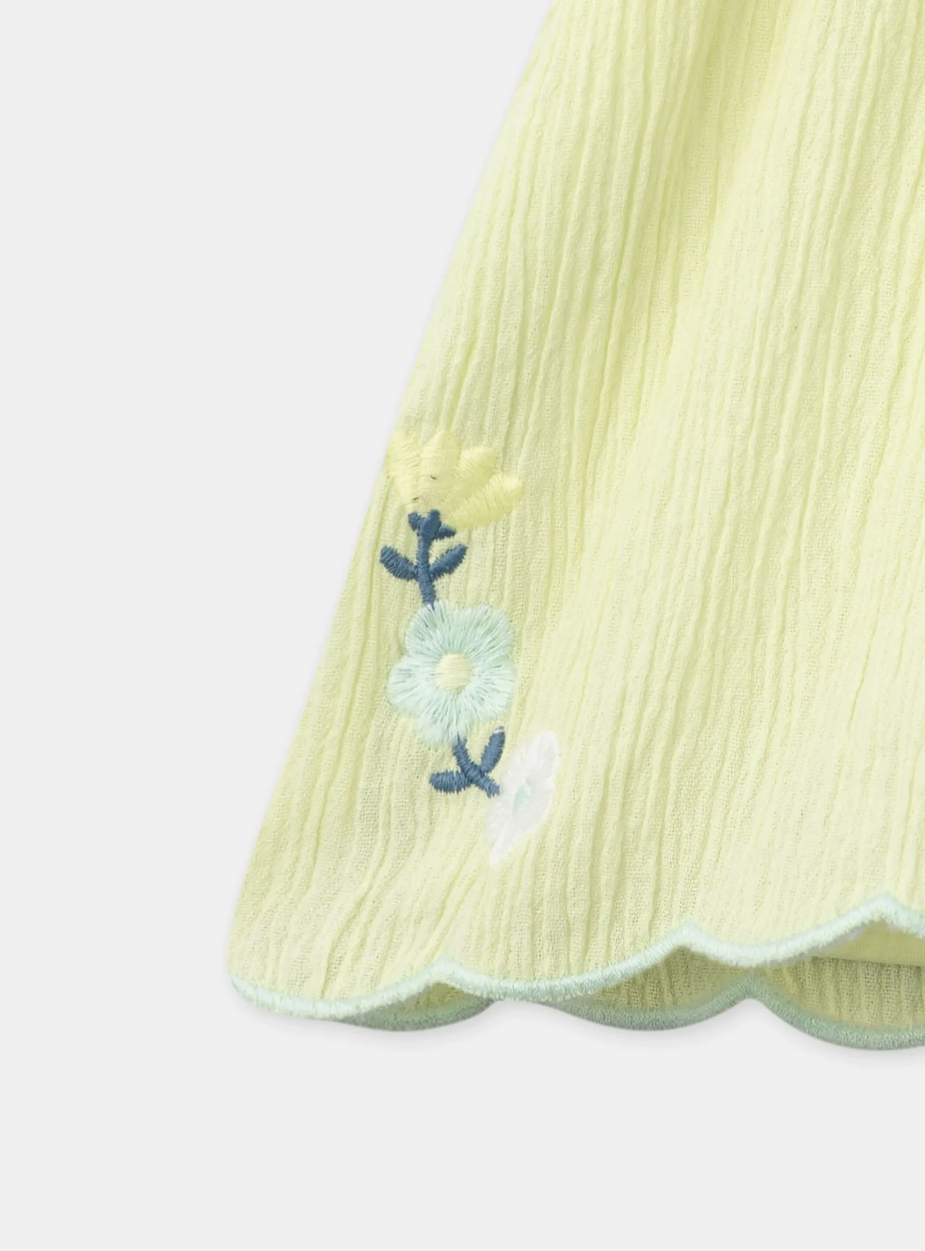 Skirt, Shorts-Sergent Major Pale Yellow Embroidered Shorts
