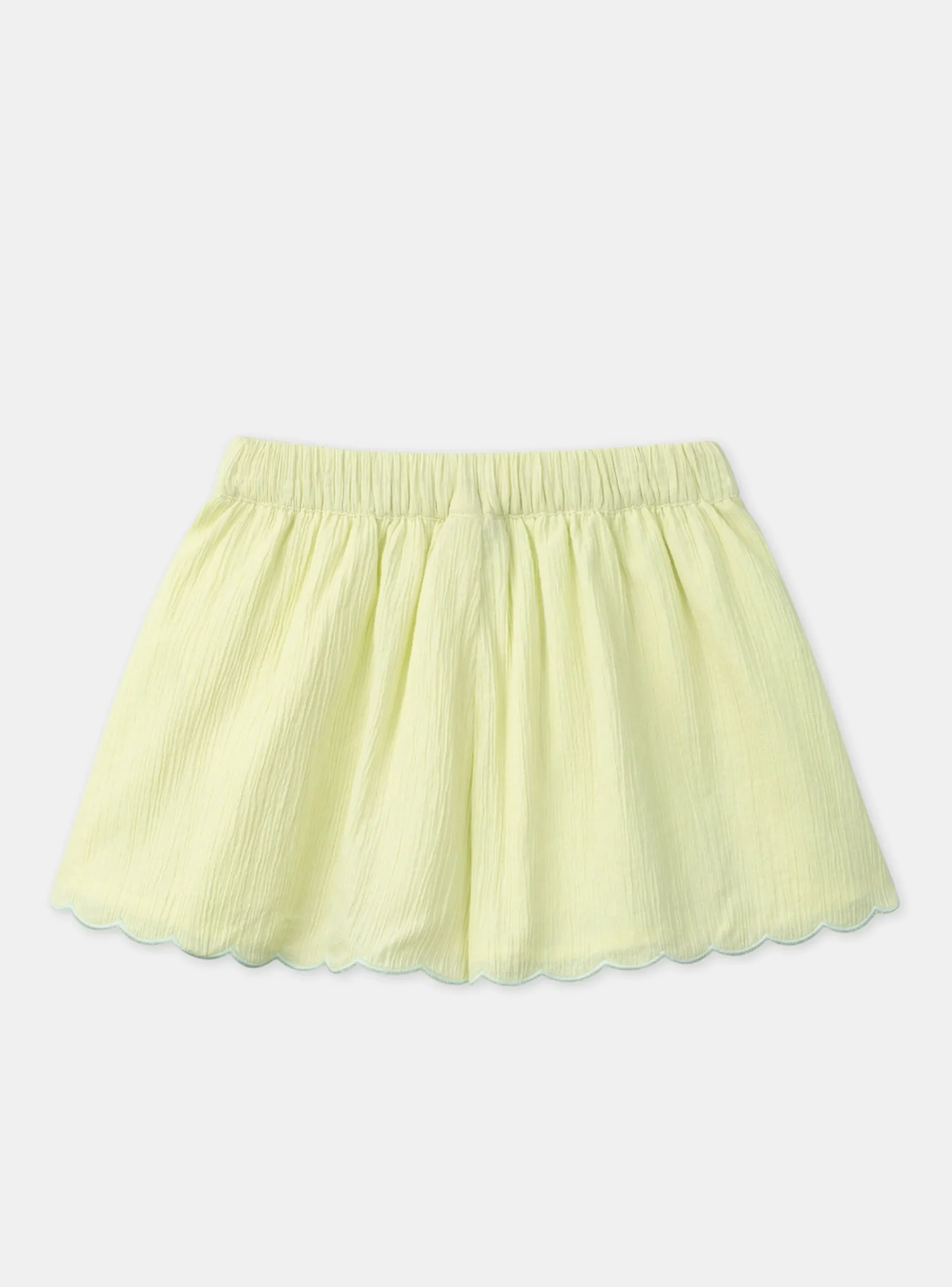 Skirt, Shorts-Sergent Major Pale Yellow Embroidered Shorts