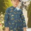 Bags-Sergent Major Petrol blue school blouse with dinosaur print