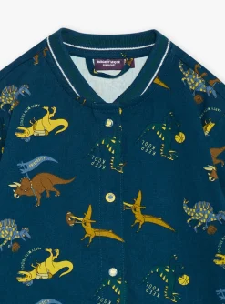 Bags-Sergent Major Petrol blue school blouse with dinosaur print