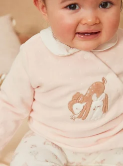 Suits And Ensembles-Sergent Major Pink and ecru velvet pajamas