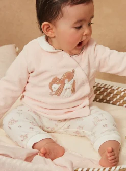 Suits And Ensembles-Sergent Major Pink and ecru velvet pajamas