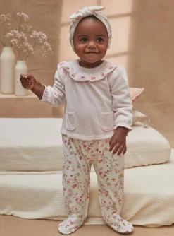 Pajamas & Rompers | Pajamas & Rompers-Sergent Major Pink bonnet and bolster set with floral print