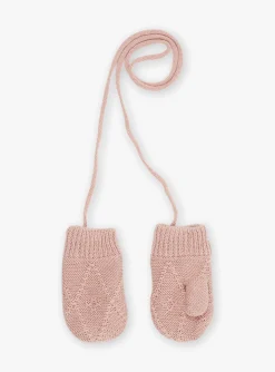 Beany, Scarf, Gloves-Sergent Major Pink cable knit mittens