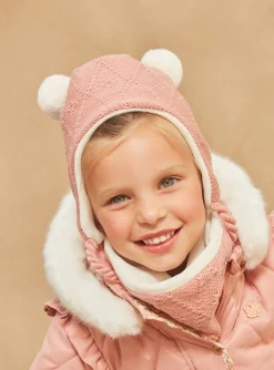 Beany, Scarf, Gloves-Sergent Major Pink hat in cable knit