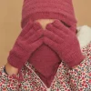 Beany, Scarf, Gloves-Sergent Major Pink knitted gloves