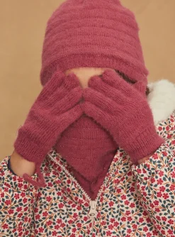 Beany, Scarf, Gloves-Sergent Major Pink knitted gloves