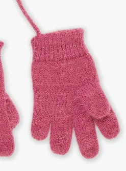 Beany, Scarf, Gloves-Sergent Major Pink knitted gloves