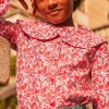 Shirt, T-shirt-Sergent Major Pink, red and lilac blouse with floral print in brushed twill