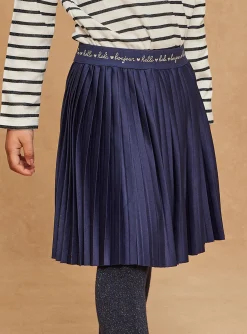Skirt, Shorts-Sergent Major Pleated skirt in navy blue jersey