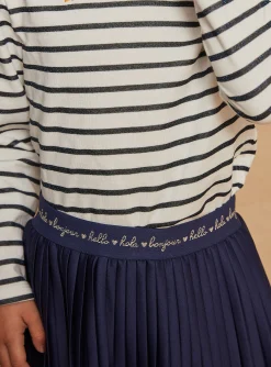 Skirt, Shorts-Sergent Major Pleated skirt in navy blue jersey