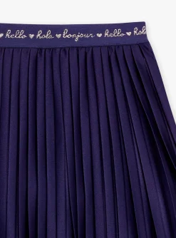 Skirt, Shorts-Sergent Major Pleated skirt in navy blue jersey