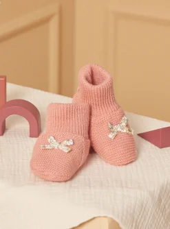Hat, Mittens-Sergent Major Powder pink baby slippers