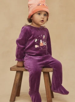 Pajamas & Rompers | Pajamas & Rompers-Sergent Major Purple velvet pyjamas and cap