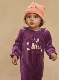 Pajamas & Rompers | Pajamas & Rompers-Sergent Major Purple velvet pyjamas and cap