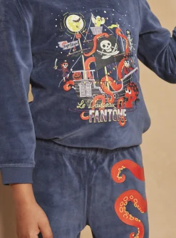 Pajamas-Sergent Major Purple velvet pyjamas and hat