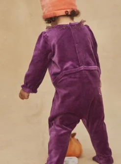 Pajamas & Rompers | Pajamas & Rompers-Sergent Major Purple velvet pyjamas and cap