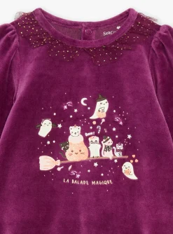 Pajamas & Rompers | Pajamas & Rompers-Sergent Major Purple velvet pyjamas and cap