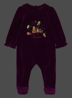 Pajamas & Rompers | Pajamas & Rompers-Sergent Major Purple velvet pyjamas and cap