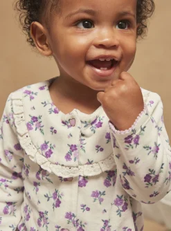 Pajamas & Rompers | Pajamas & Rompers-Sergent Major Purple velvet romper with floral print