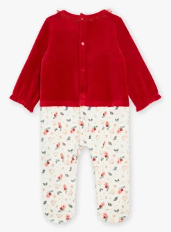 Pajamas & Rompers | Pajamas & Rompers-Sergent Major Red and white velvet romper set