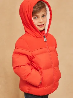 Coat, Parka, Jacket-Sergent Major Red down jacket with hood