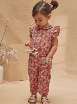 Romper, Jumpsuit & Outfit | Romper, Jumpsuit & Outfit-Sergent Major Red jumpsuit with a floral print collar