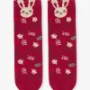 Underwear, Socks, Tights-Sergent Major Red socks with floral jacquard