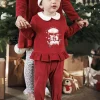 Pajamas & Rompers | Pajamas & Rompers-Sergent Major Red velvet romper and bonnet set