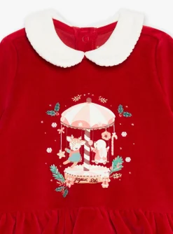 Pajamas & Rompers | Pajamas & Rompers-Sergent Major Red velvet romper and bonnet set