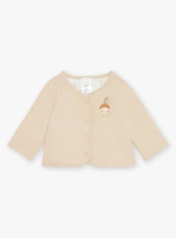 Coat, Cardigan-Sergent Major Reversible jacket beige and ecru in tubic and jersey