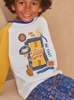 Pajamas-Sergent Major Royal blue and yellow jersey pyjamas