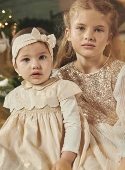 Dress | Dress-Sergent Major Sequined gold dress with short sleeves