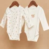 Bodysuit-Sergent Major Set of 2 ecru organic cotton ribbed bodysuits