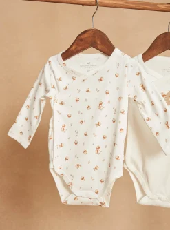 Bodysuit-Sergent Major Set of 2 ecru organic cotton ribbed bodysuits