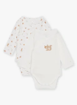 Bodysuit-Sergent Major Set of 2 ecru organic cotton ribbed bodysuits