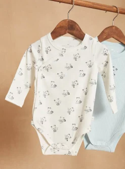 Bodysuit-Sergent Major Set of 2 ice blue and ecru bodysuits in organic cotton