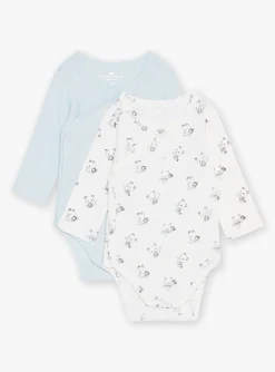 Bodysuit-Sergent Major Set of 2 ice blue and ecru bodysuits in organic cotton
