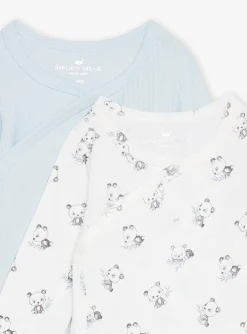 Bodysuit-Sergent Major Set of 2 ice blue and ecru bodysuits in organic cotton
