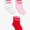Underwear, Socks, Tights-Sergent Major Set of 3 pairs of red, pink and ecru socks