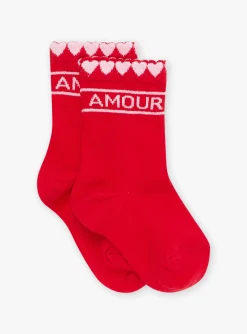 Underwear, Socks, Tights-Sergent Major Set of 3 pairs of red, pink and ecru socks