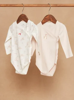 Bodysuit-Sergent Major Set of 2 pink and ecru organic cotton bodysuits