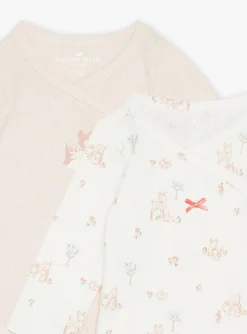 Bodysuit-Sergent Major Set of 2 pink and ecru organic cotton bodysuits
